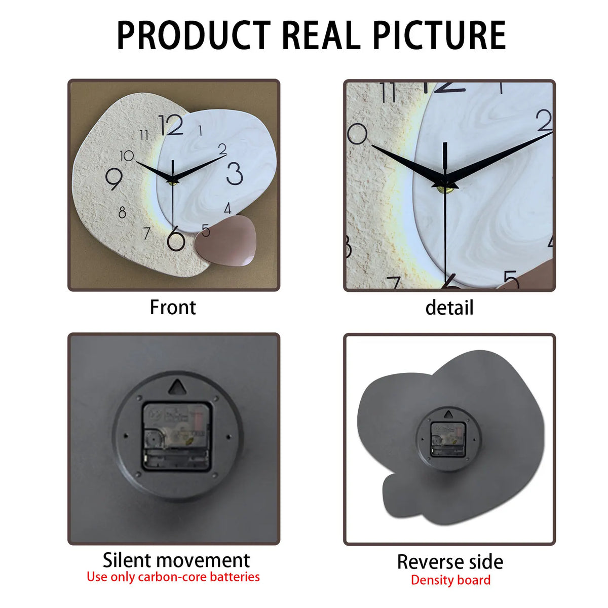 Wall Clock Matte Stone-Textured Face & Silent Sweep