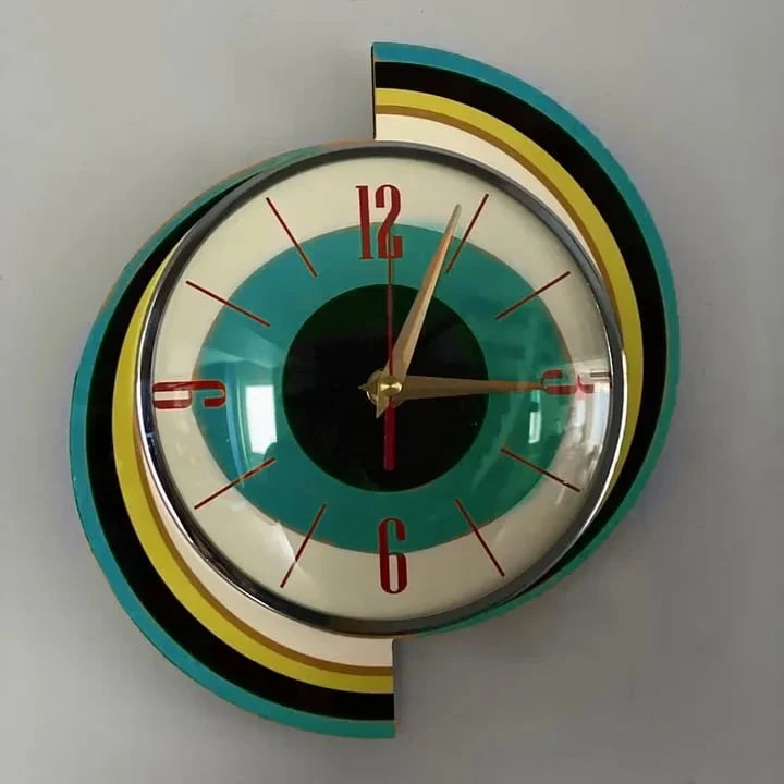 Wall Clock Mid-Century Sunburst Silent Movement