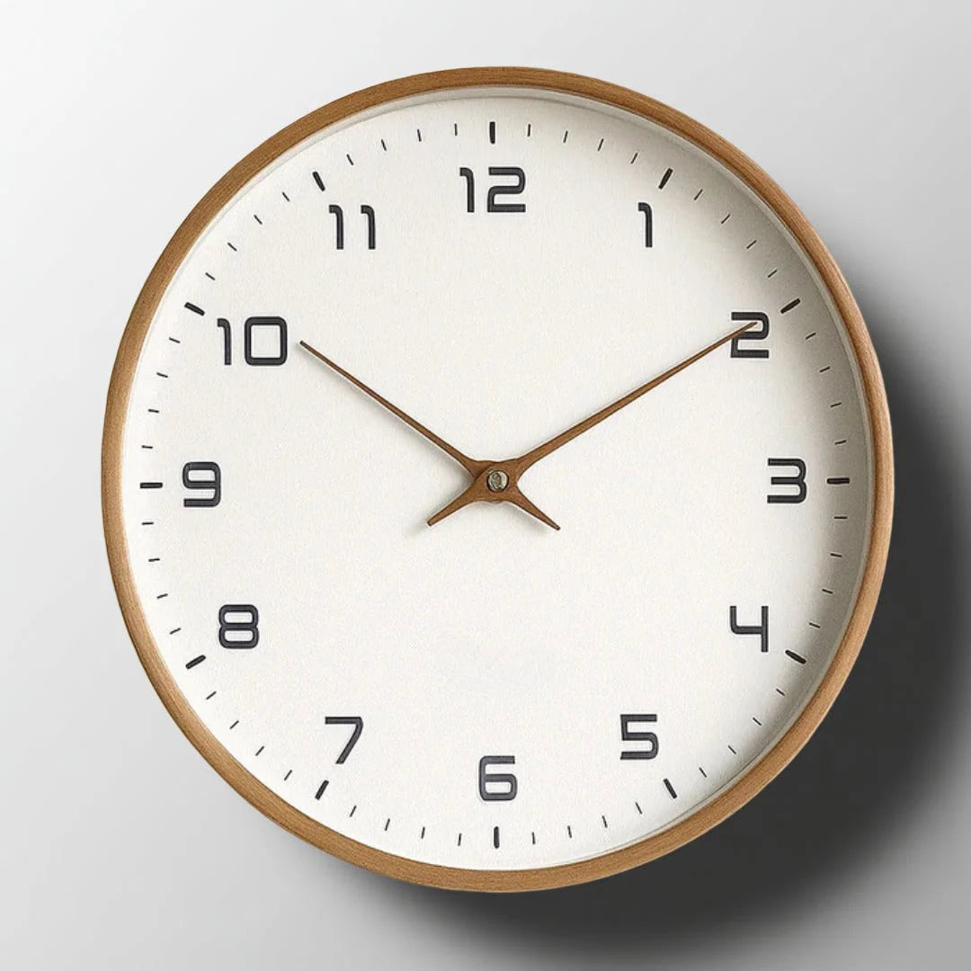 Wall Clock Minimalist Timber Face Silent Sweep