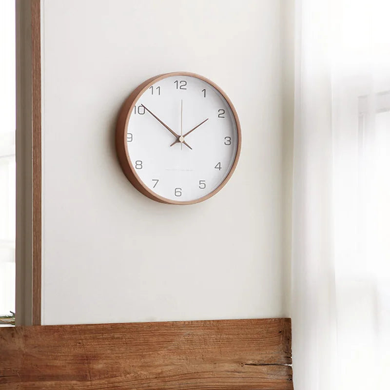 Wall Clock Wood & Glass Scandinavian Style
