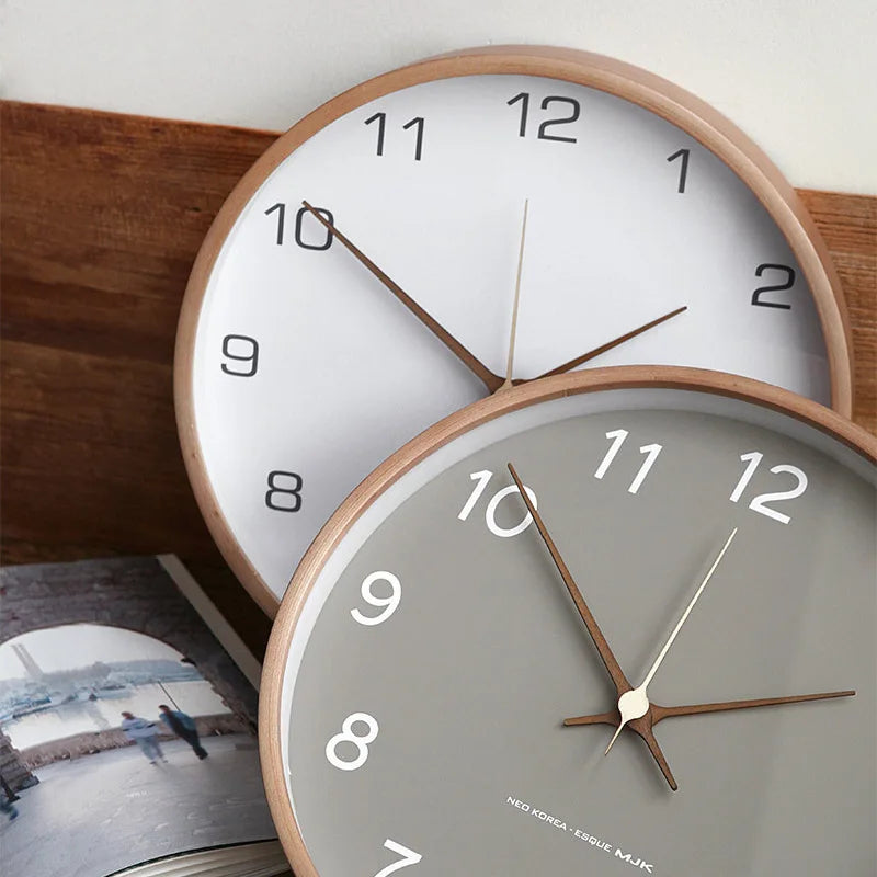 Wall Clock Wood & Glass Scandinavian Style