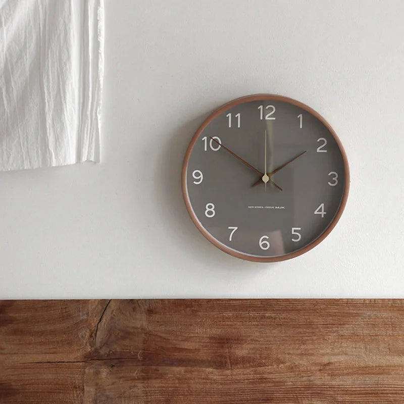 Wall Clock Wood & Glass Scandinavian Style