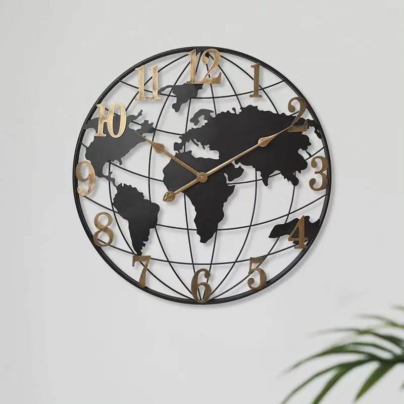 Wall Clock World Map Oversized 23.6 Inch