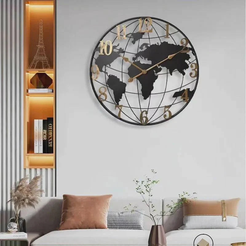 Wall Clock World Map Oversized 23.6 Inch