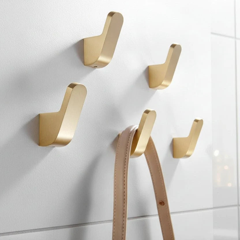 Wall Hook Brass Gold-Finish Space-Saving