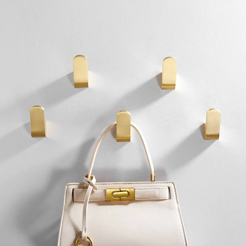 Wall Hook Brass Gold-Finish Space-Saving