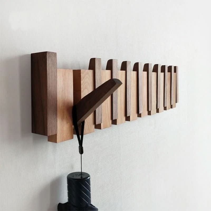 Wall Hook Foldable Natural Wood Space-Saving Storage