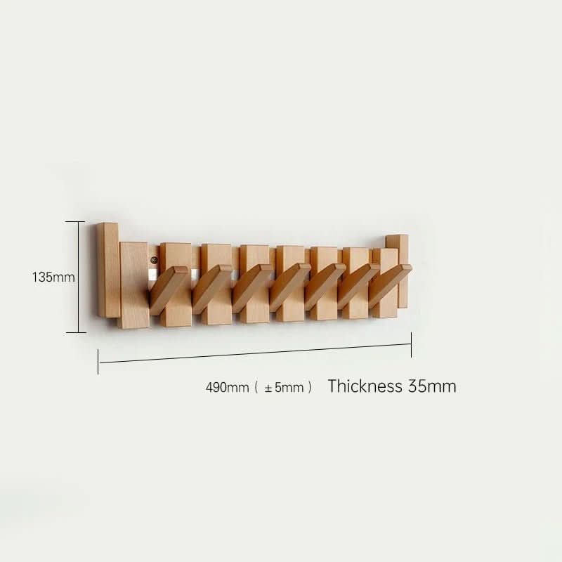 Wall Hook Foldable Natural Wood Space-Saving Storage