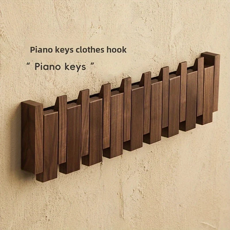 Wall Hook Rack Fold-Flat Solid Timber 6 Hooks