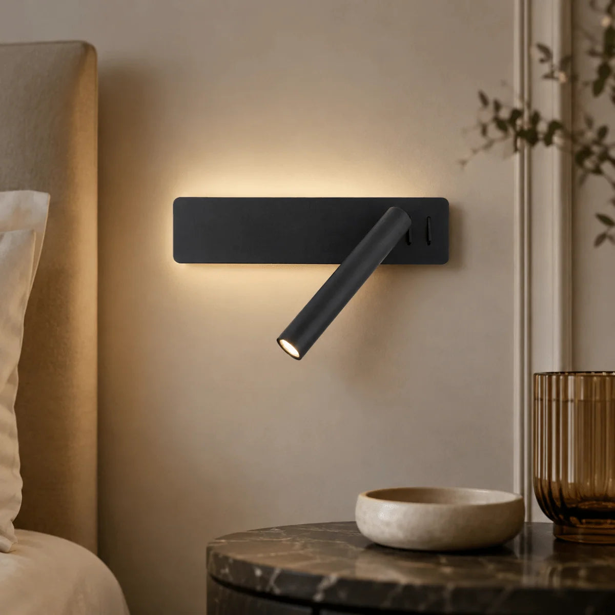 Wall Lamp 360° Swivel Head Adjustable Brightness Warm & Cool LED Light