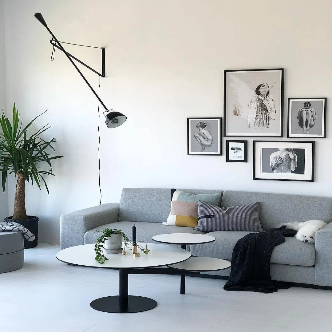 Wall Lamp Adjustable Swing Arm Cast Iron Counterweight