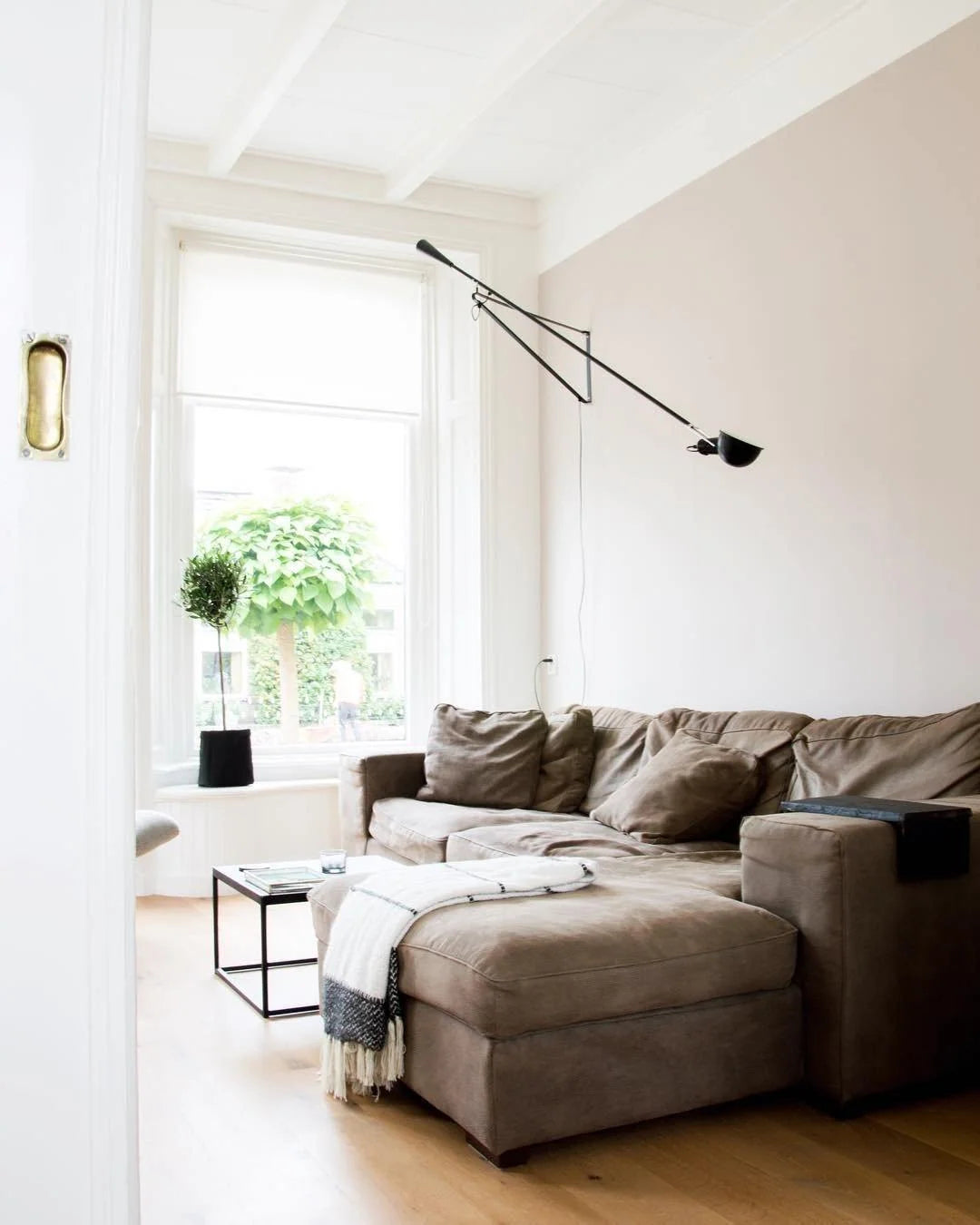 Wall Lamp Adjustable Swing Arm Cast Iron Counterweight