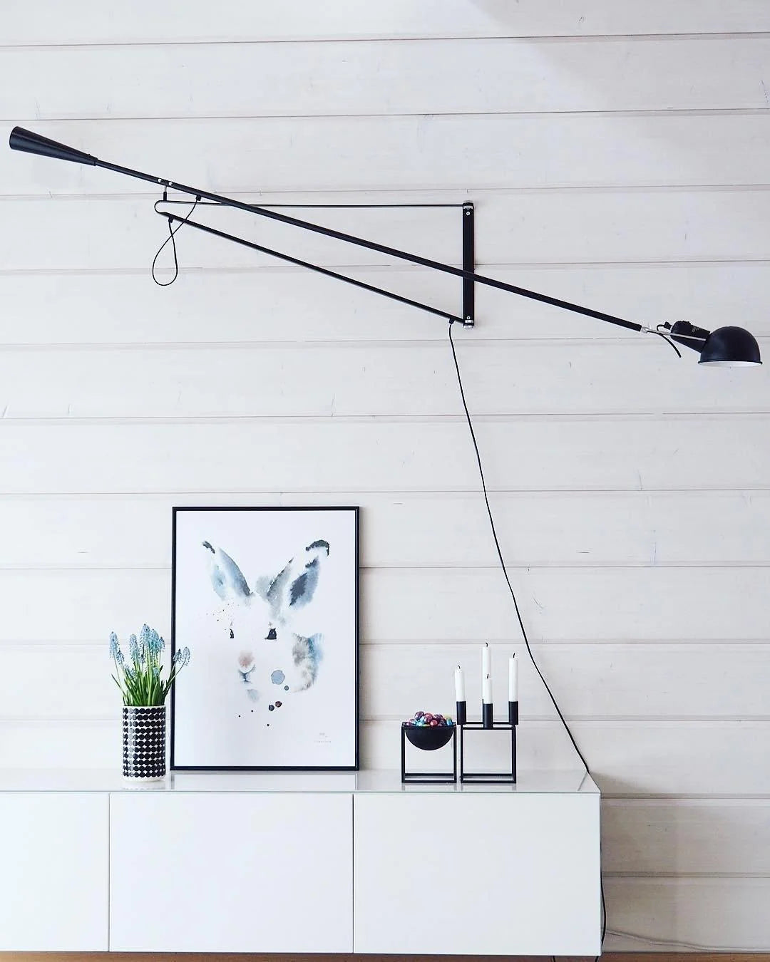 Wall Lamp Adjustable Swing Arm Cast Iron Counterweight