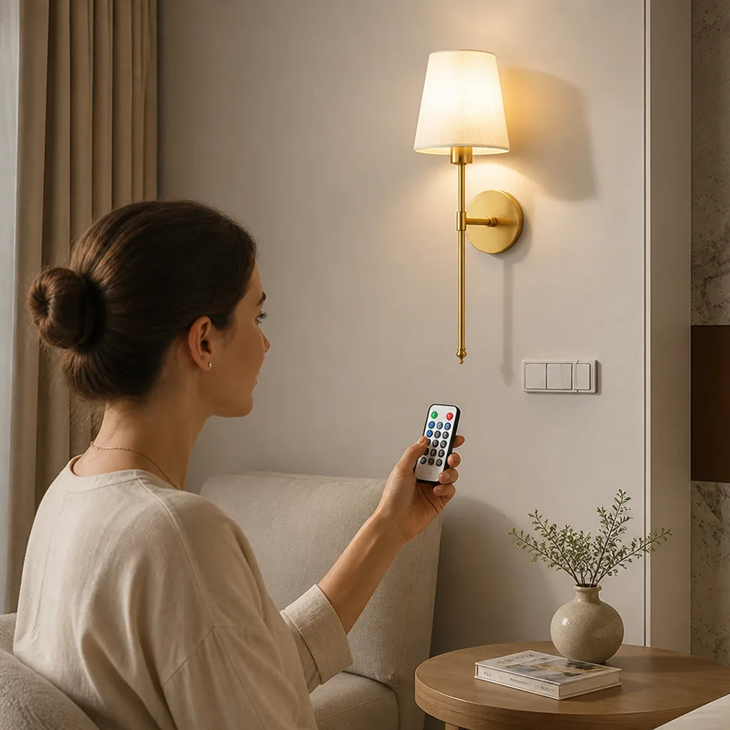 Wall Lamp Battery-Powered Remote Control No-Drill Mount