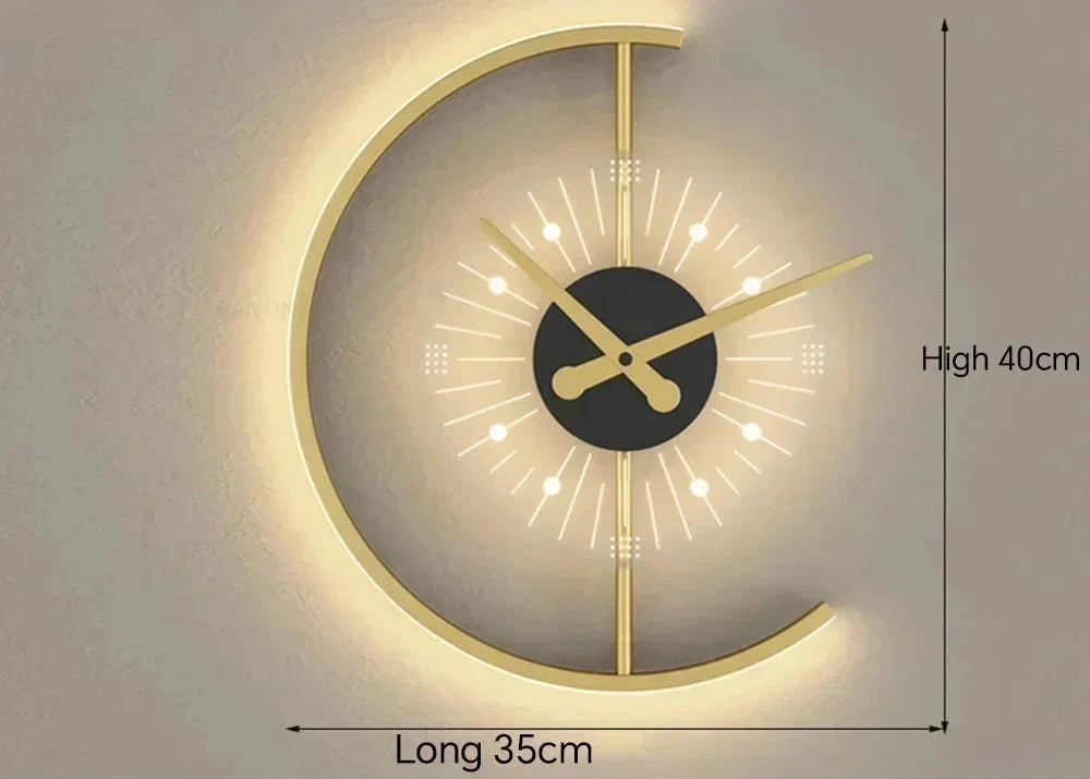 Wall Lamp Clock Integrated LED & Silent Movement