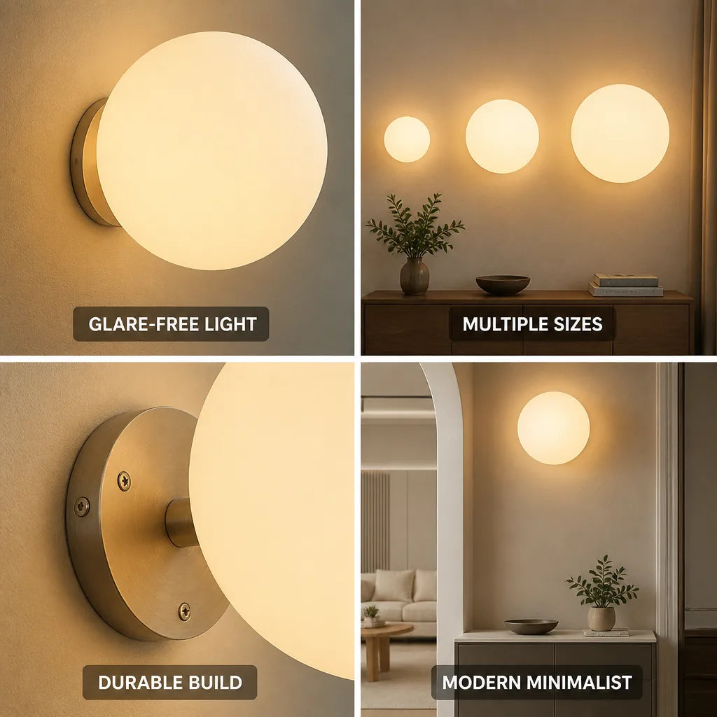 Wall Lamp Glass Globe Glare-Free Modern Minimalist