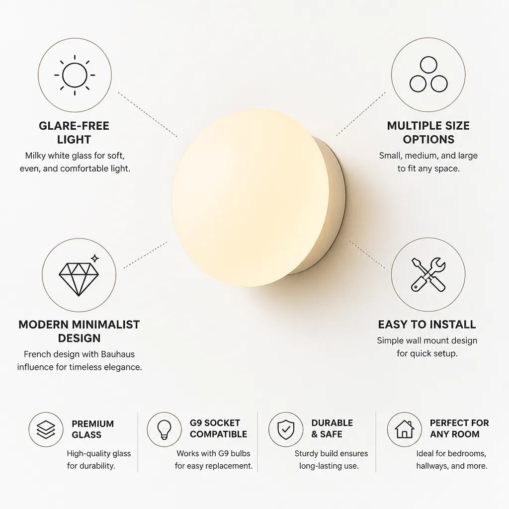 Wall Lamp Glass Globe Glare-Free Modern Minimalist