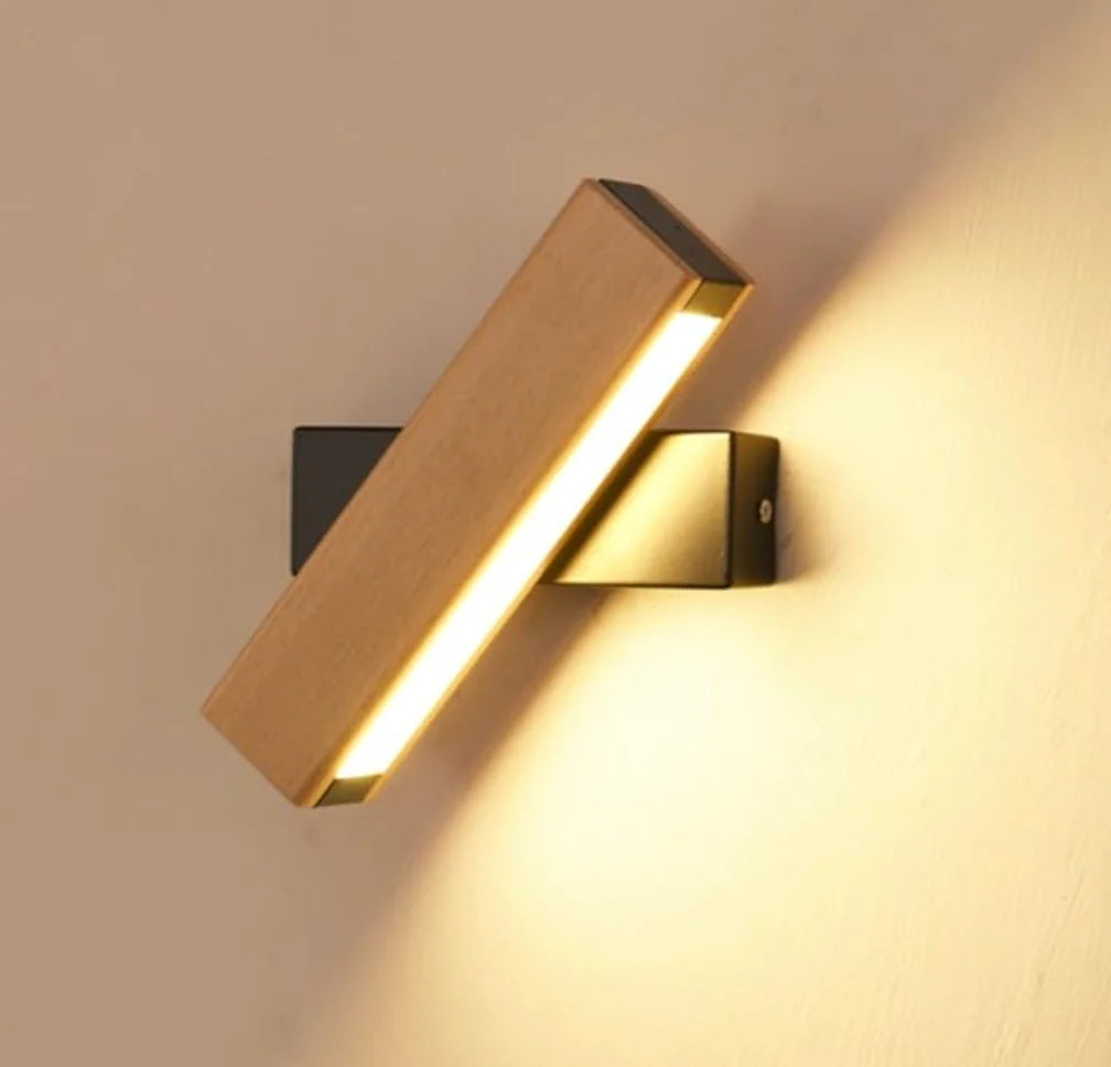 Wall Light 360° Rotatable Integrated LED Wood & Aluminum