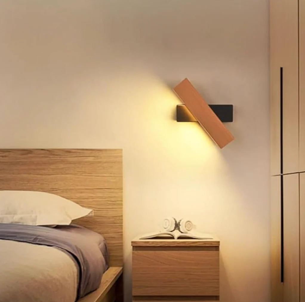 Wall Light 360° Rotatable Integrated LED Wood & Aluminum