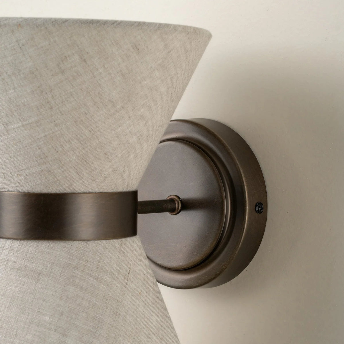 Wall Light Bronze Frame & Linen Shade Hardwired