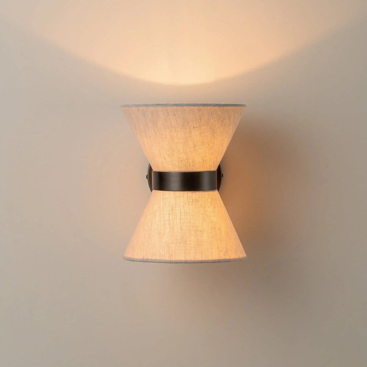 Wall Light Bronze Frame & Linen Shade Hardwired