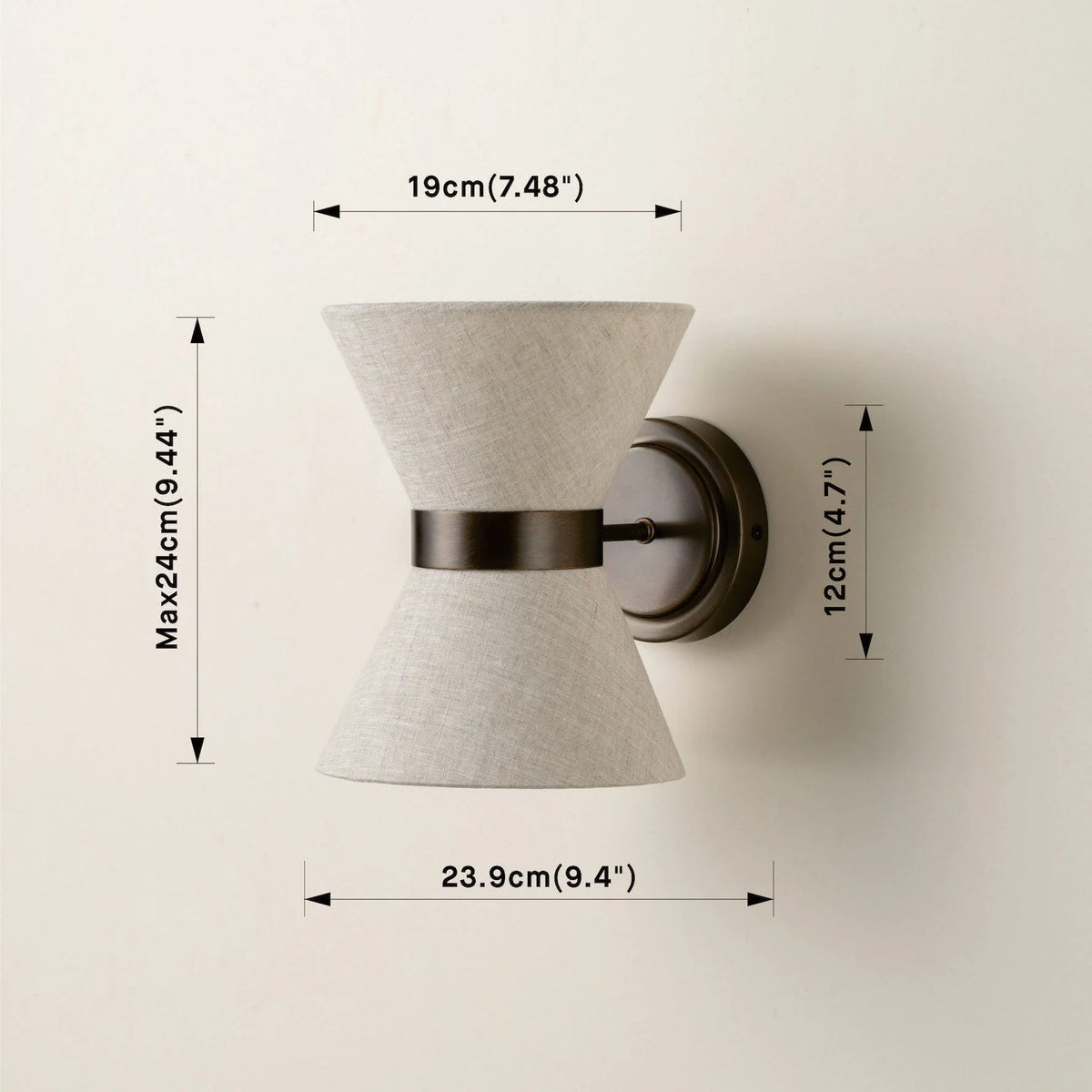 Wall Light Bronze Frame & Linen Shade Hardwired