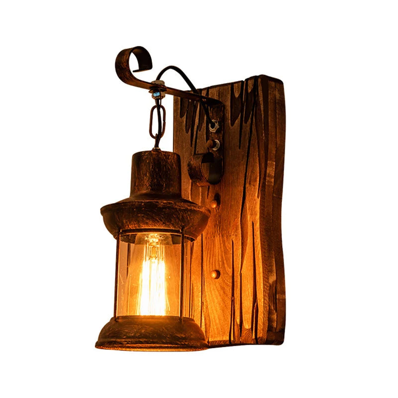Wall Light Cast Iron Clear Glass Downward Shade