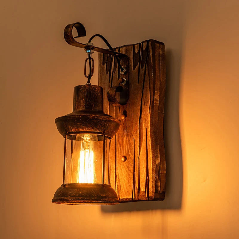 Wall Light Cast Iron Clear Glass Downward Shade