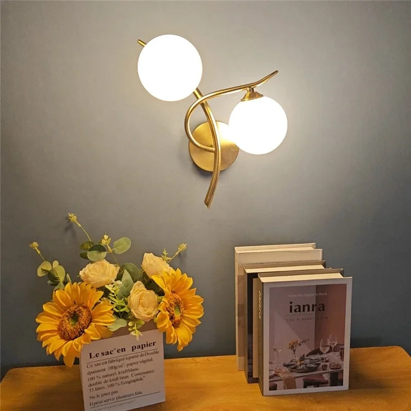 Wall Light Dual Opal Globes & Integrated LED