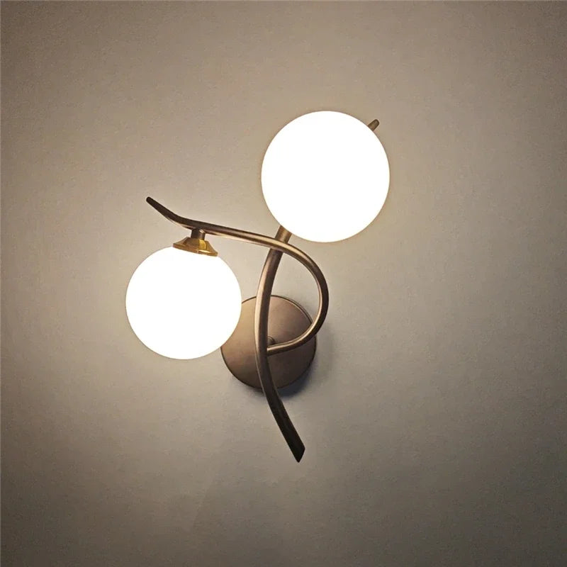 Wall Light Dual Opal Globes & Integrated LED