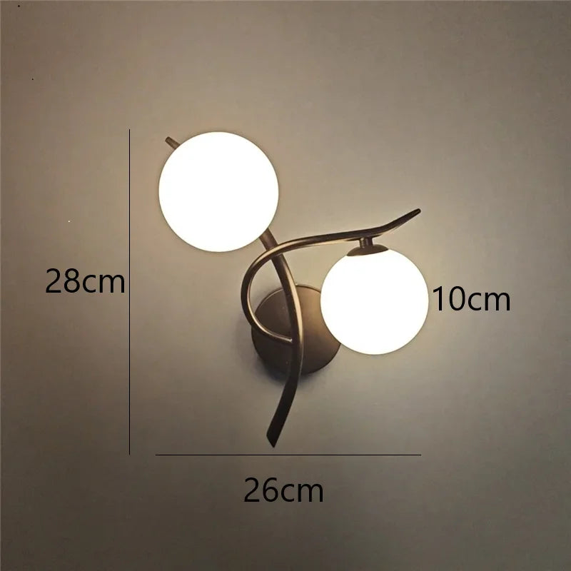 Wall Light Dual Opal Globes & Integrated LED