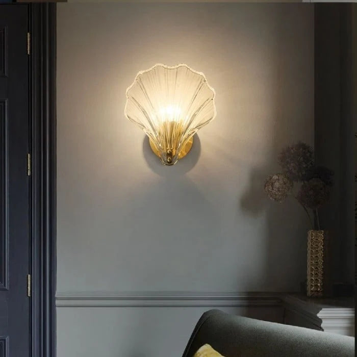 Wall Light Fluted Glass Shell Radiating Light