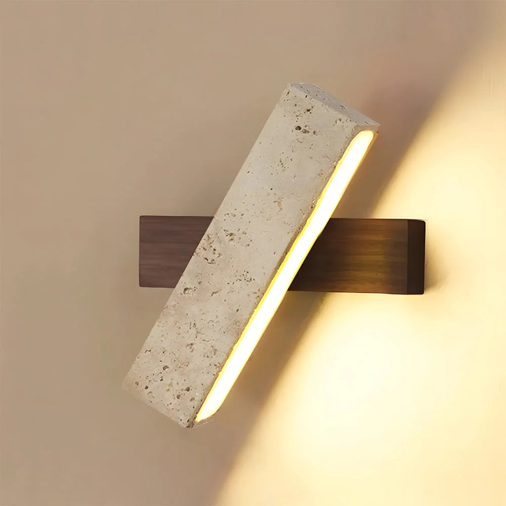 Wall Light Travertine Stone Walnut Mount