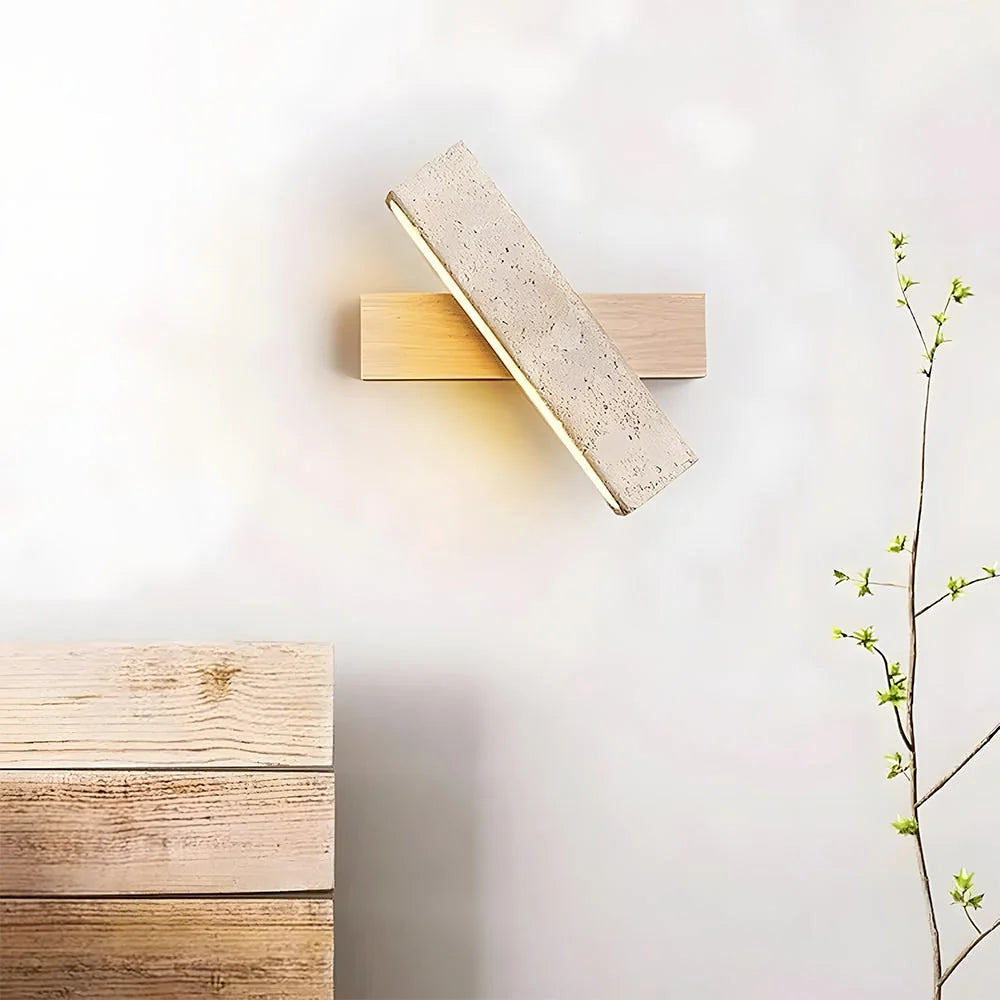 Wall Light Travertine Stone Walnut Mount