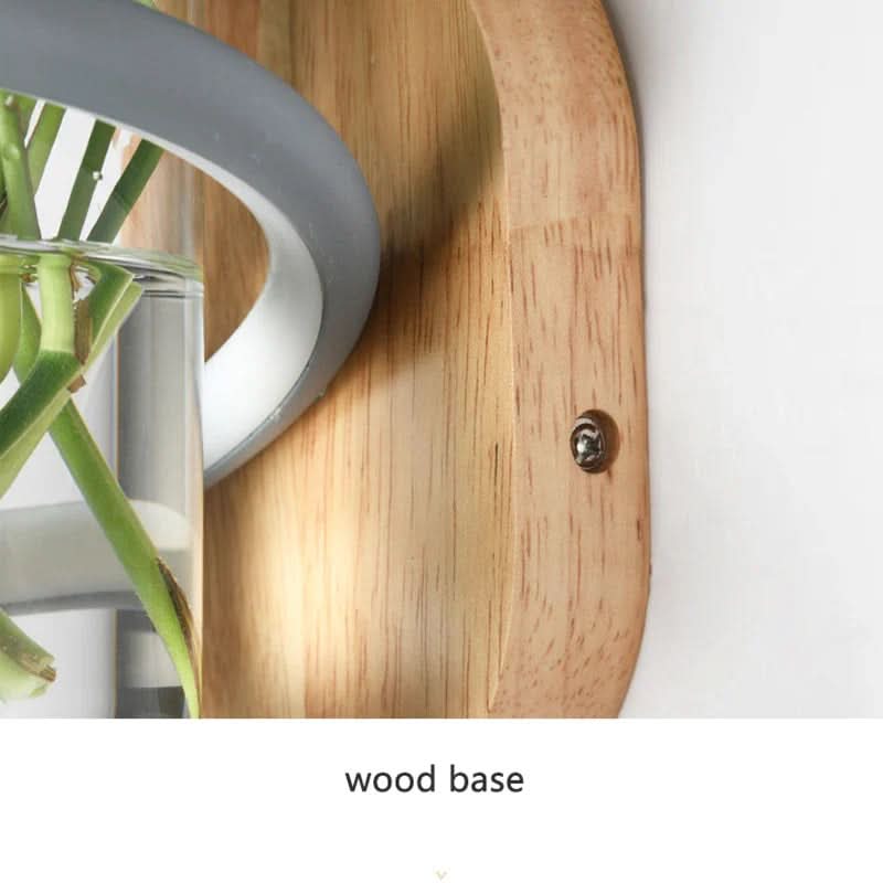 Wall Light Wooden LED With Glass Vase Holder