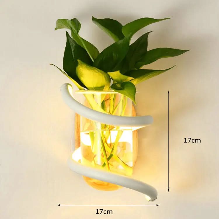 Wall Light Wooden LED With Glass Vase Holder