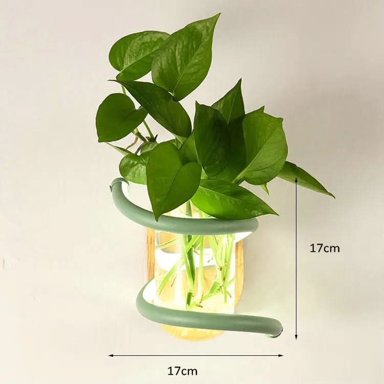 Wall Light Wooden LED With Glass Vase Holder