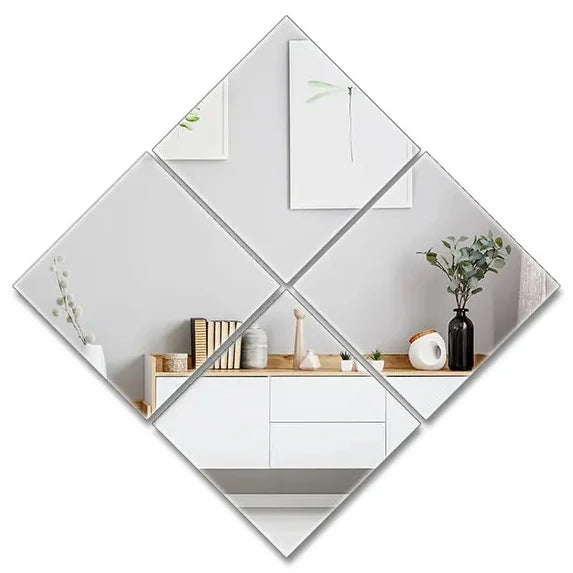 Wall Mirror Tiles Flexible Self-Adhesive Set of 10