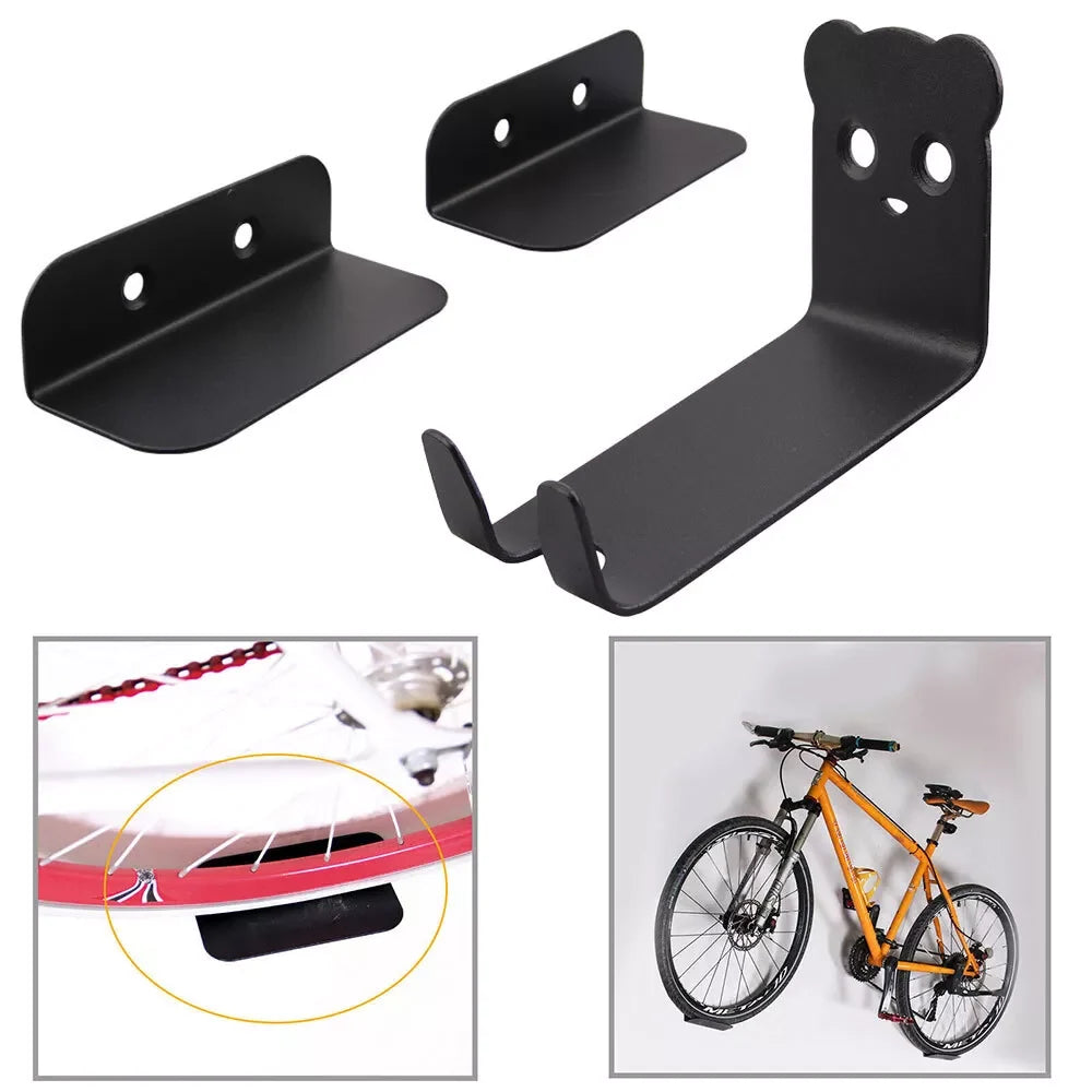 Wall-Mounted Bike Rack Pedal-Mount Space-Saving Coated Steel