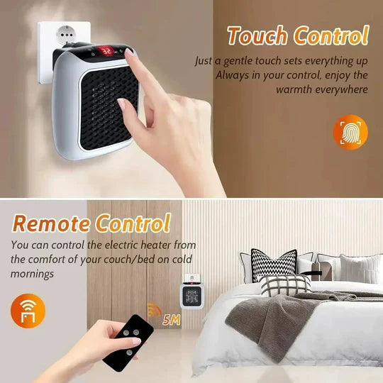 Wall-Mounted Ceramic Heater 800 Watt Wireless Remote Timer