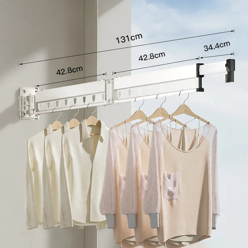 Wall-Mounted Clothes Drying Rack Foldable Aluminum Space-Saving