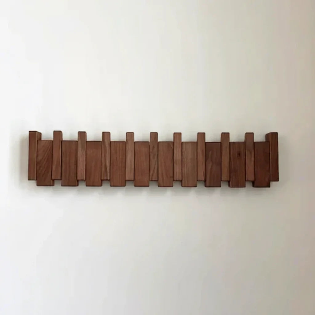 Wall-Mounted Coat Rack Solid Timber & Generously Spaced Hooks
