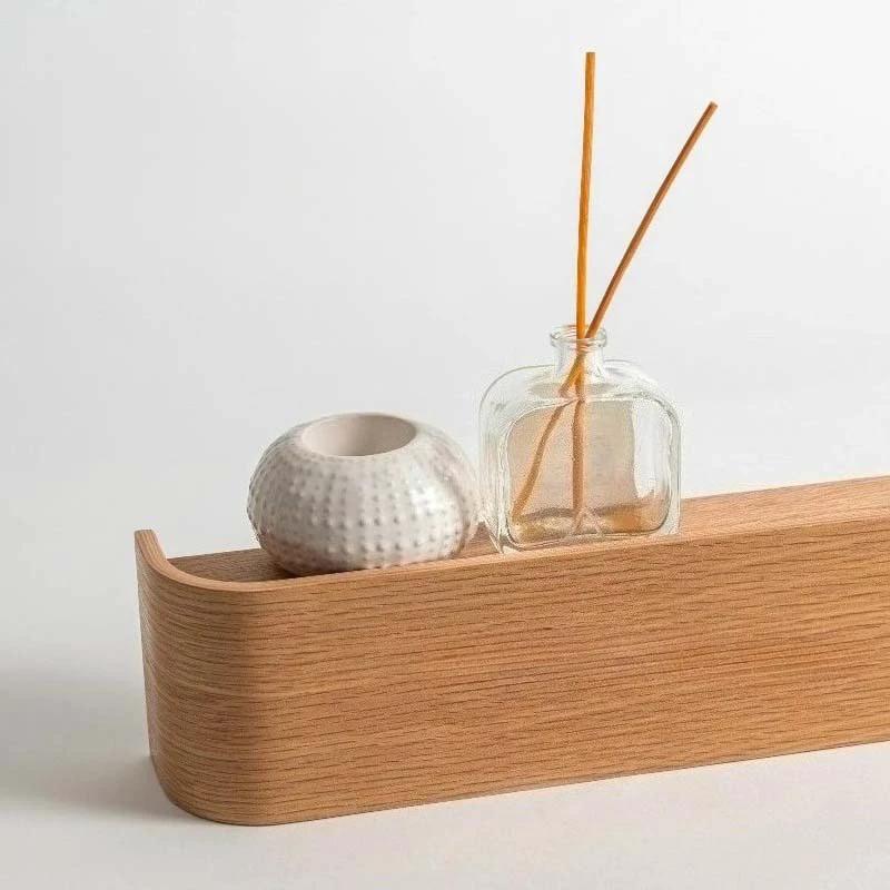 Wall-Mounted Coat Rack Solid Wood Shelf Concealed Hooks
