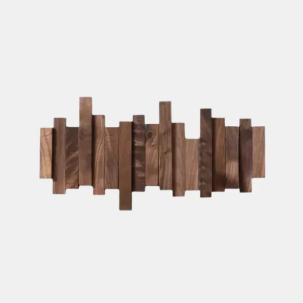 Wall-Mounted Coat Rack Wooden Foldable Hooks Space-Saving Storage