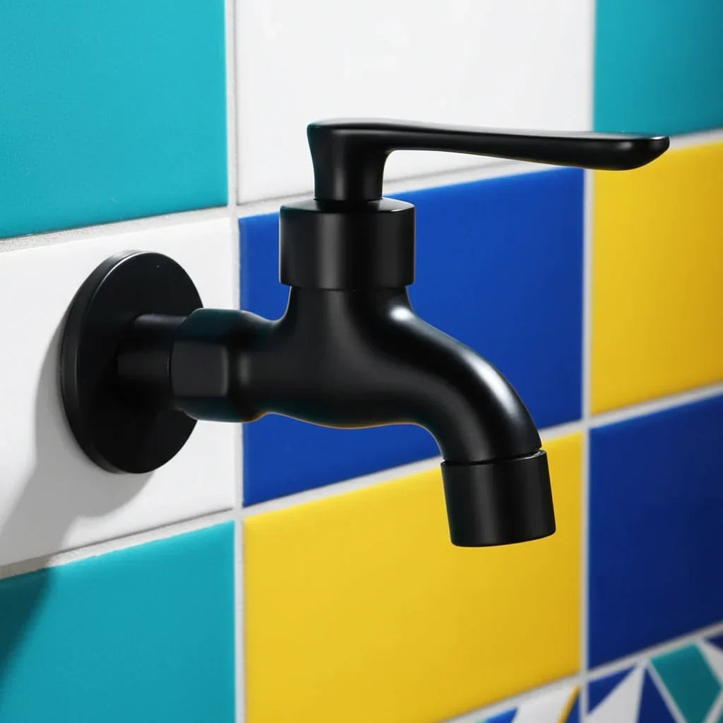 Wall-Mounted Faucet Solid Brass Matte Black G1/2 Connection