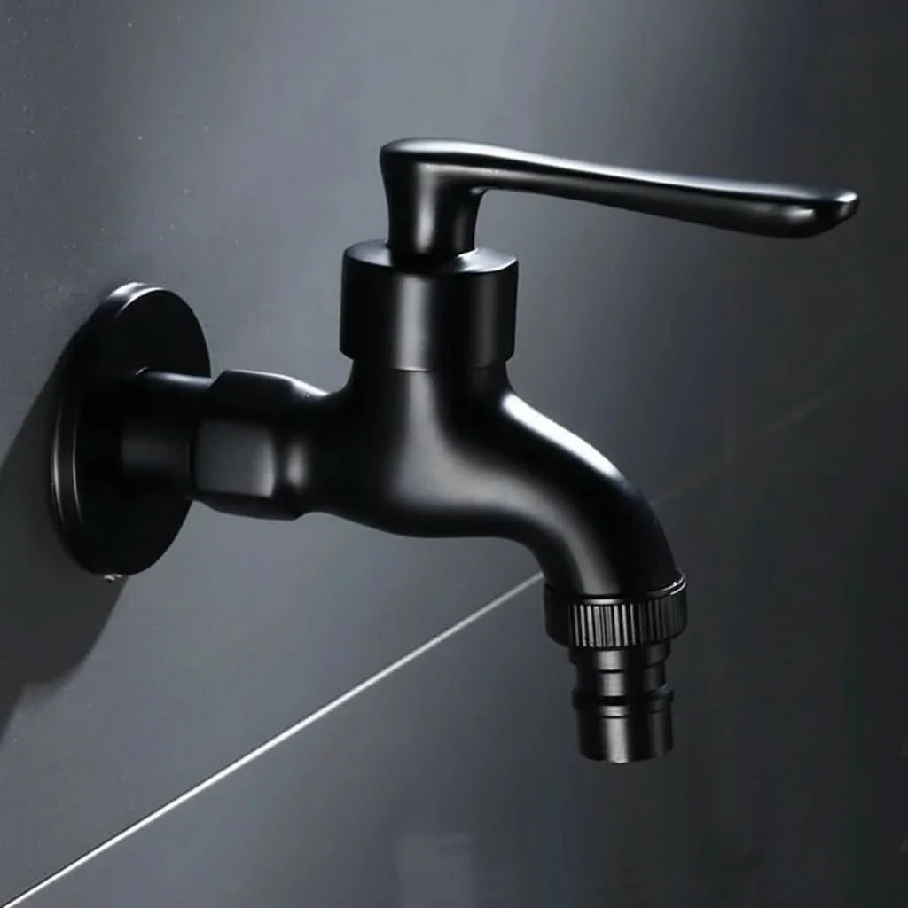 Wall-Mounted Faucet Solid Brass Matte Black Space-Saving