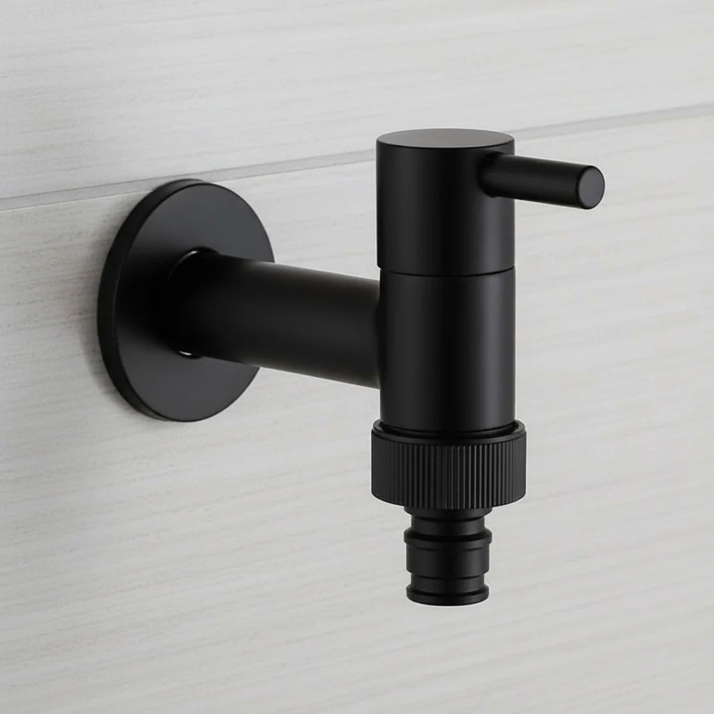 Wall-Mounted Faucet Solid Brass Matte Black Space-Saving