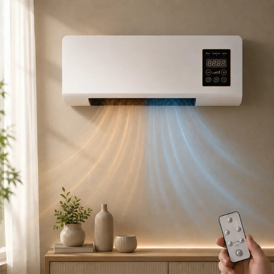 Wall-Mounted Heater & Fan 1800W Remote Control Timer