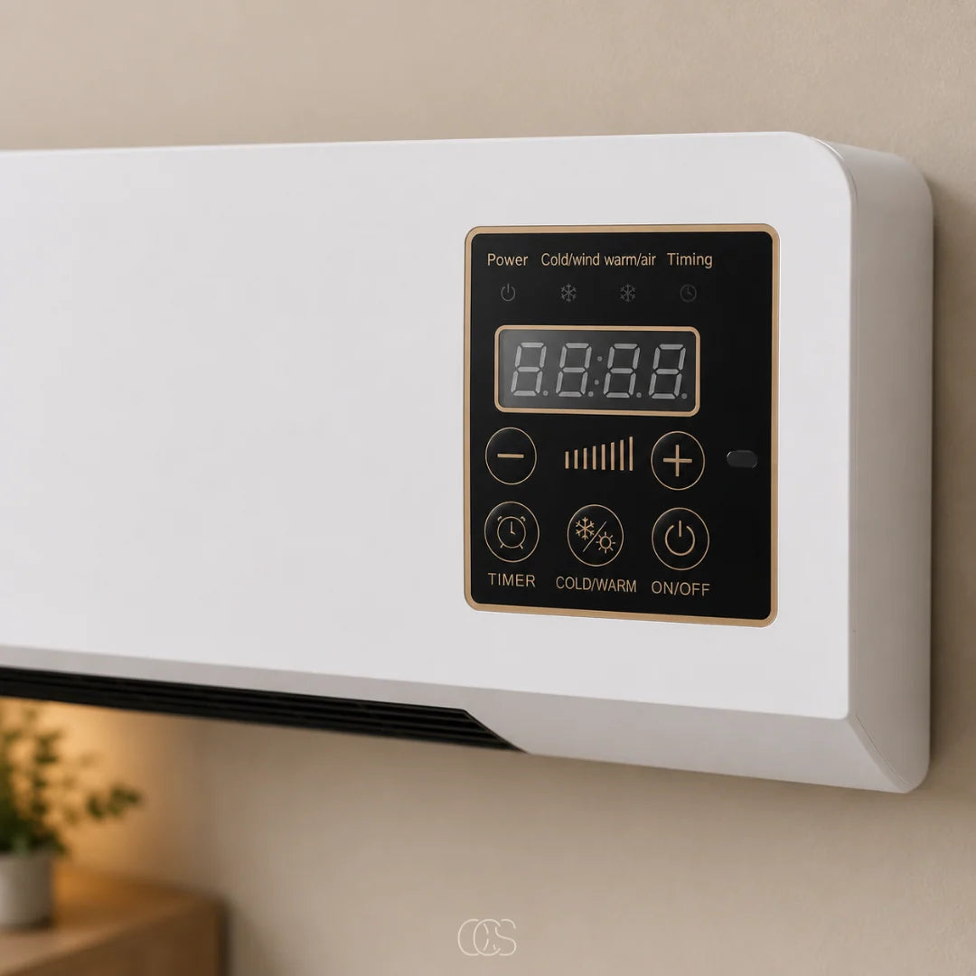 Wall-Mounted Heater & Fan 1800W Remote Control Timer