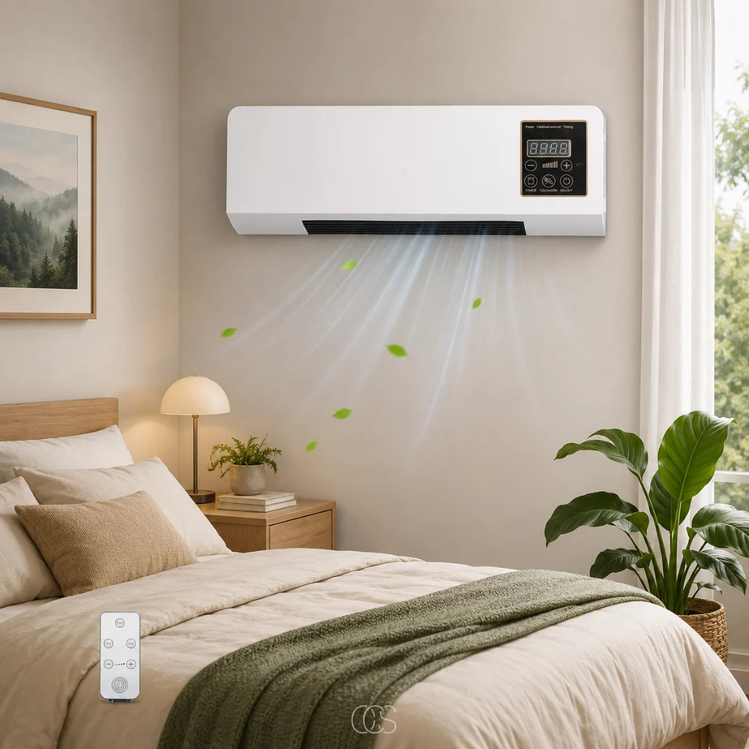 Wall-Mounted Heater & Fan 1800W Remote Control Timer